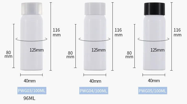 100ml cosmetic plastic cap empty bottle PWG
