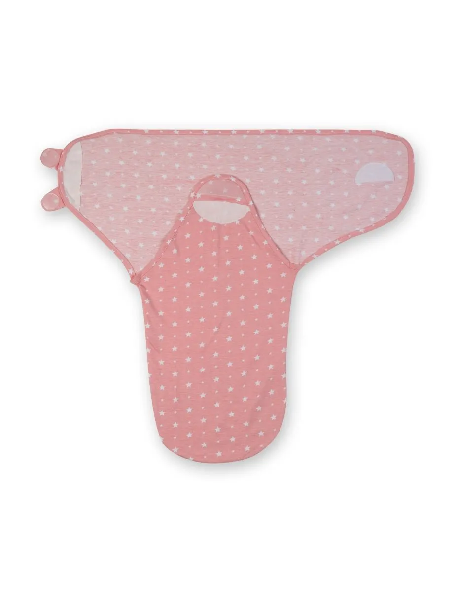 Baby Swaddle Blanket with Cap- Pink Star