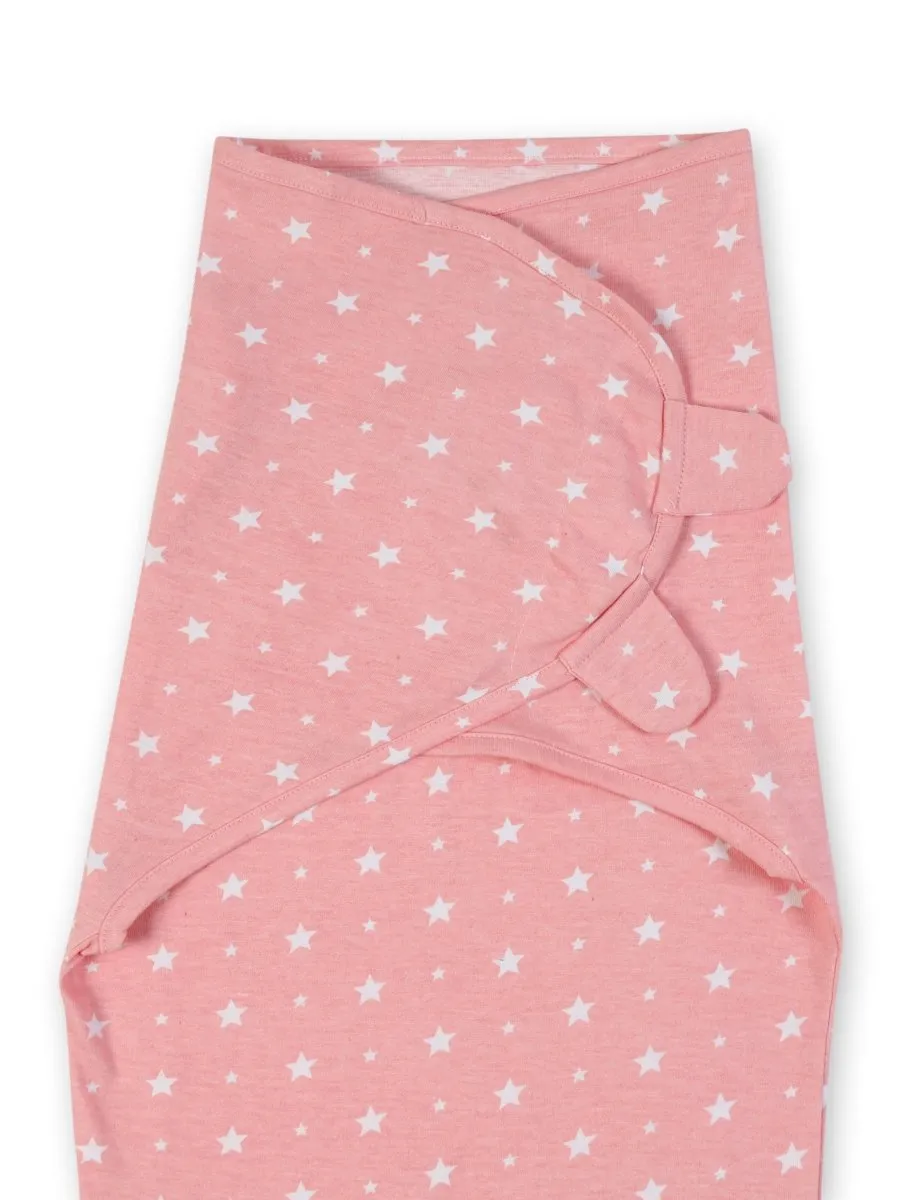 Baby Swaddle Blanket with Cap- Pink Star
