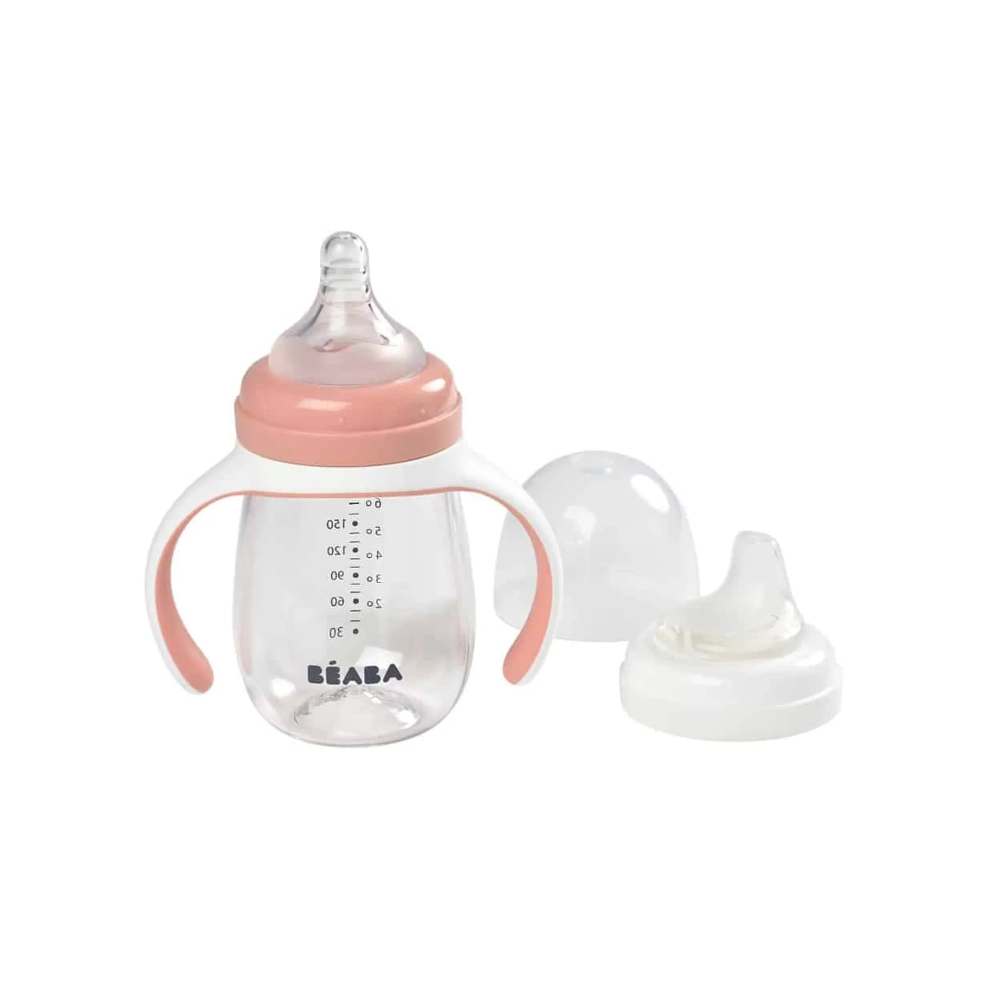 BEABA 2-In-1 Bottle To Sippy Learning Cup - Rose