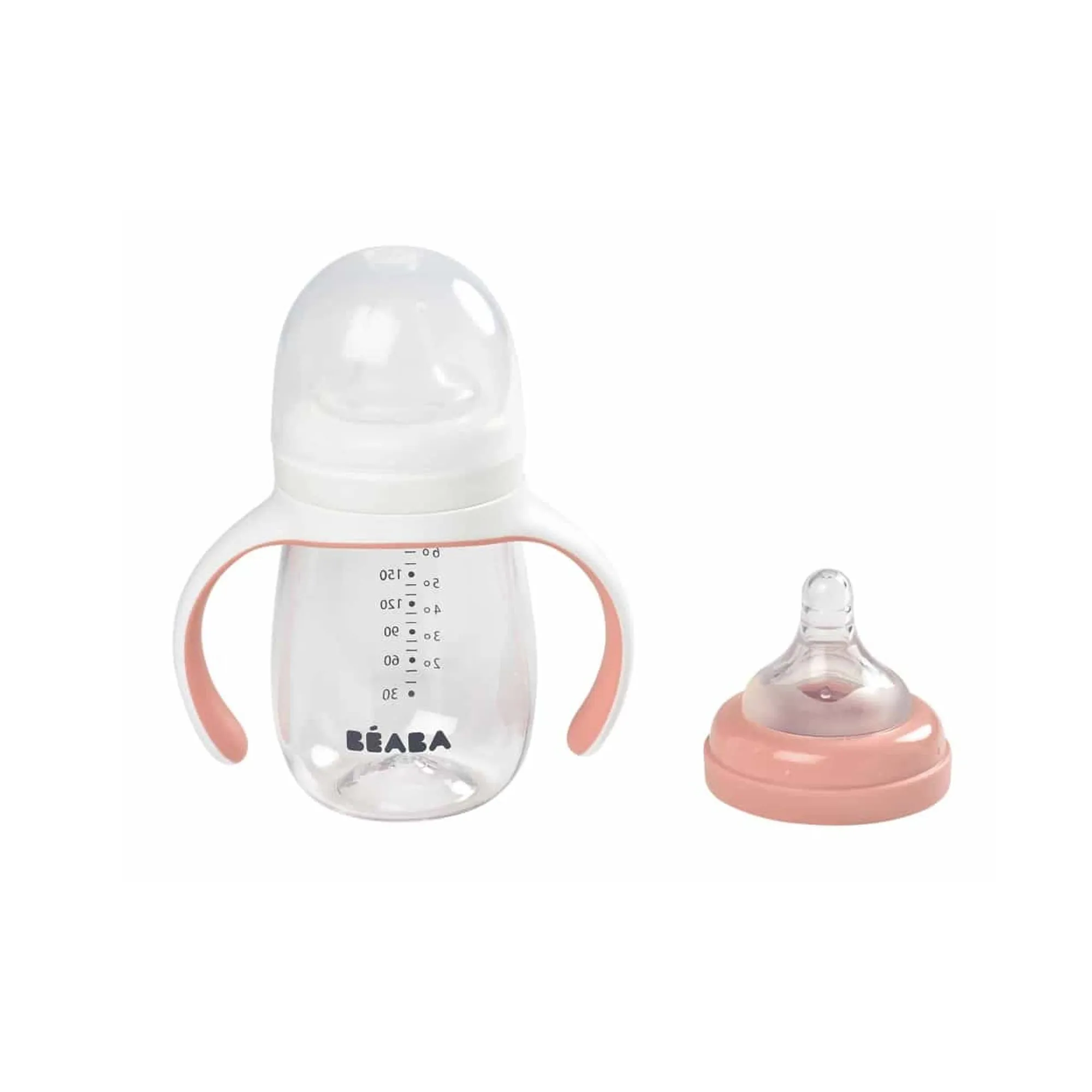 BEABA 2-In-1 Bottle To Sippy Learning Cup - Rose