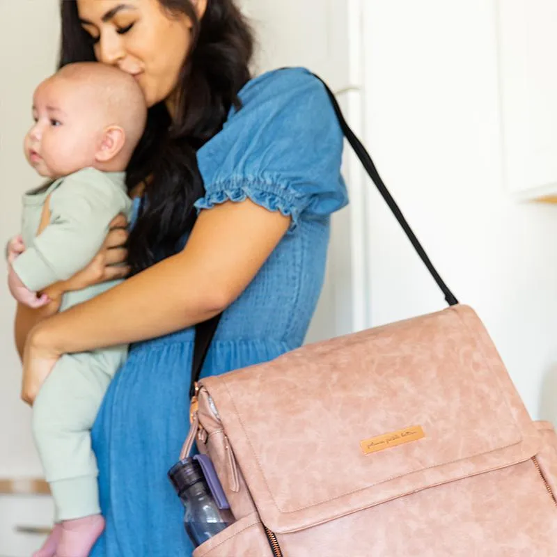 Boxy Backpack Diaper Bag in Dusty Rose Matte Leatherette
