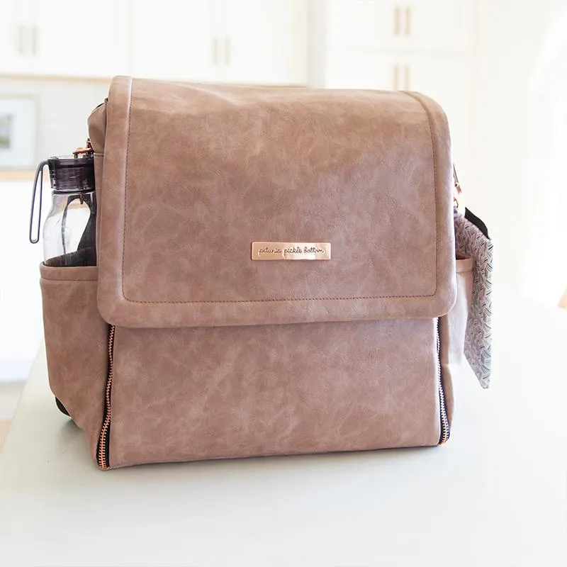 Boxy Backpack Diaper Bag in Dusty Rose Matte Leatherette