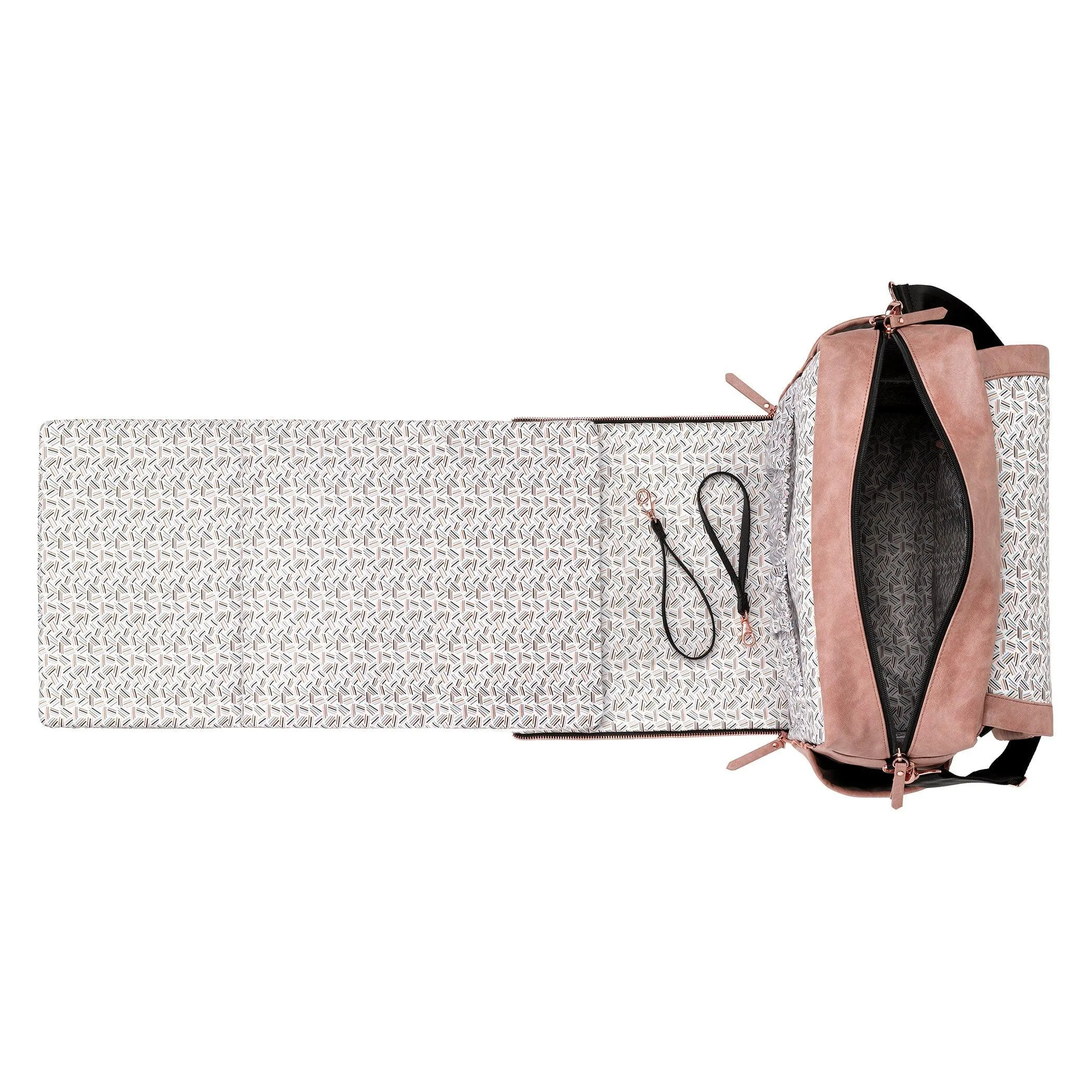 Boxy Backpack Diaper Bag in Dusty Rose Matte Leatherette