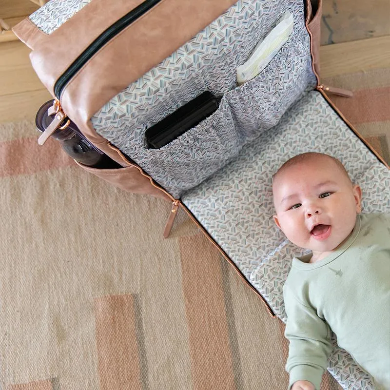 Boxy Backpack Diaper Bag in Dusty Rose Matte Leatherette