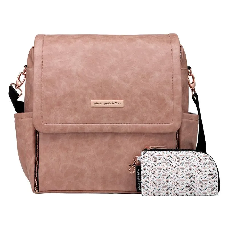Boxy Backpack Diaper Bag in Dusty Rose Matte Leatherette