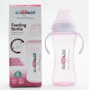 CUDDLES FEEDING BOTTLE PINK 9M  330ML