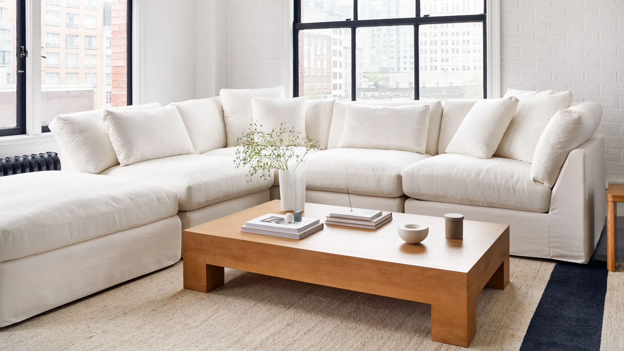 3-Piece Modular Sofa Get Together™ - Cream Linen, Standard Size
