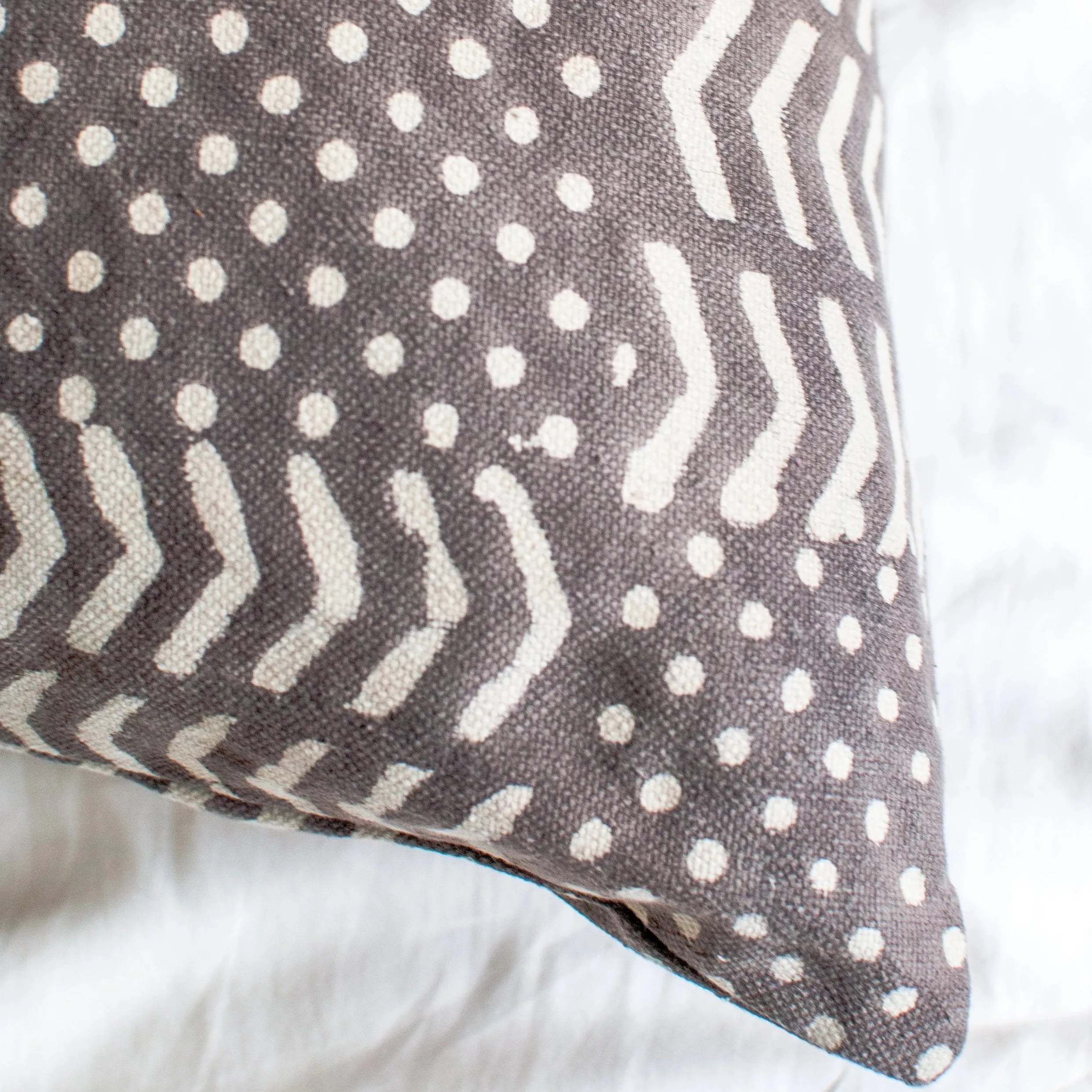 Gray Throw Pillow 24x24 Hand Block Printed