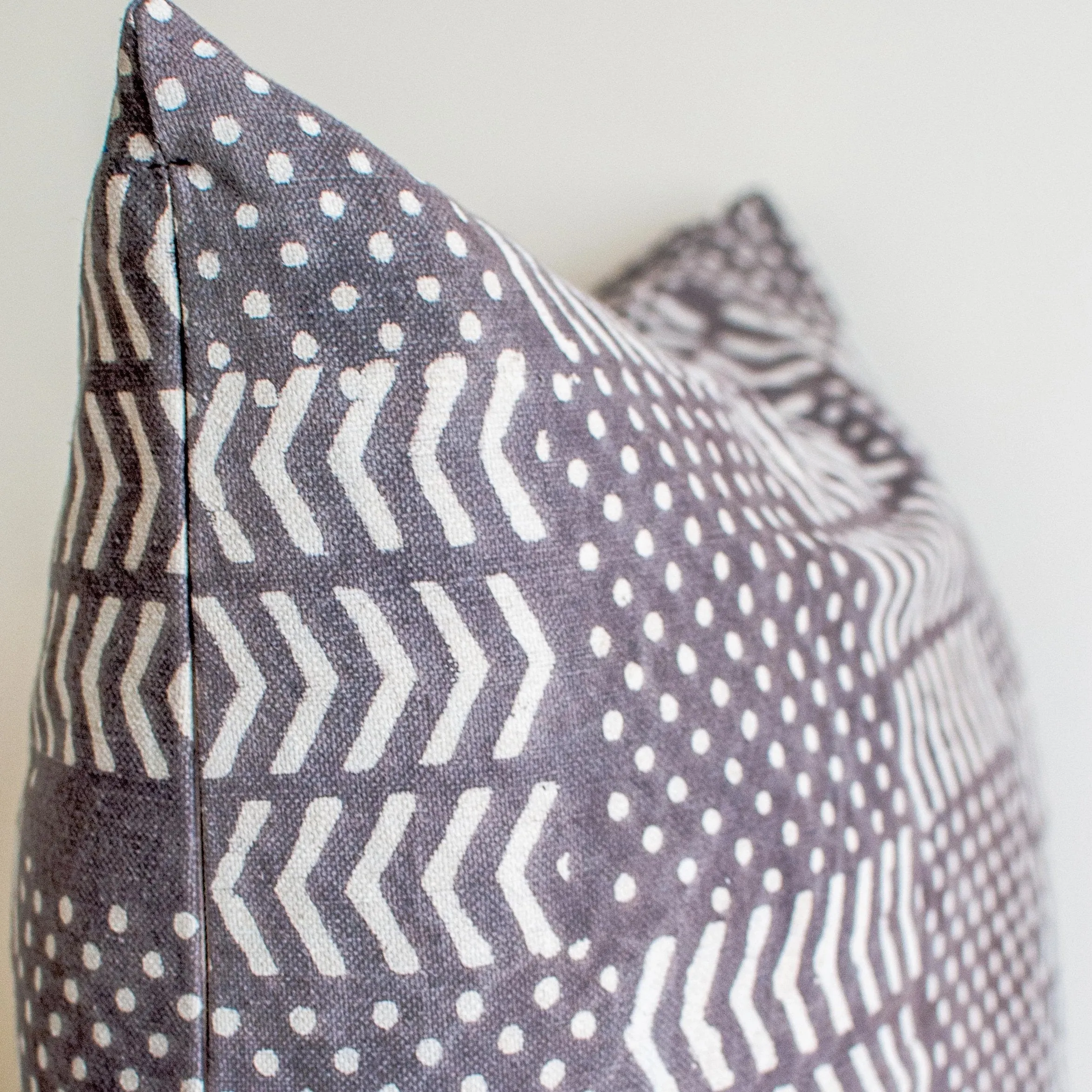 Gray Throw Pillow 24x24 Hand Block Printed