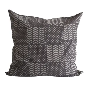Gray Throw Pillow 24x24 Hand Block Printed