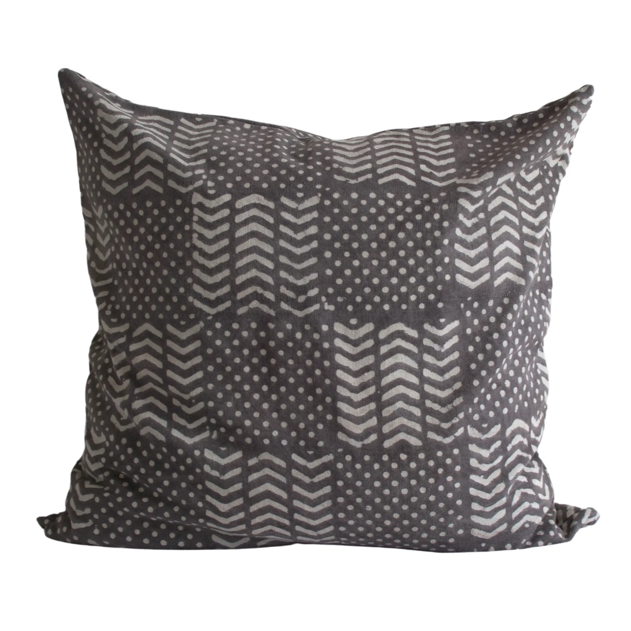Gray Throw Pillow 24x24 Hand Block Printed