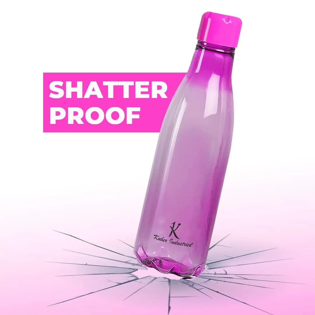 Kuber Industries BPA Free Plastic Water Bottles | Unbreakable, Leak Proof, 100% Food Grade Plastic | For Kids & Adults | Refrigerator Plastic Bottle Set of 4|PURPLE (Pack Of 4)