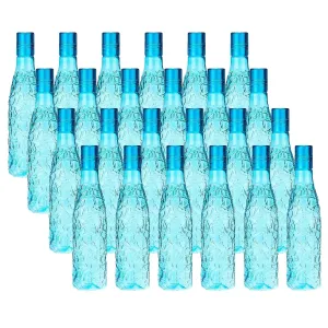 Kuber Industries Set of 4 Plastic Water Bottle | 1 Litre Round Plastic Water Bottle | Refrigerator Safe and BPA free PET Water Bottle |Perfect For School College Work Gym | Pack of 6 | Blue