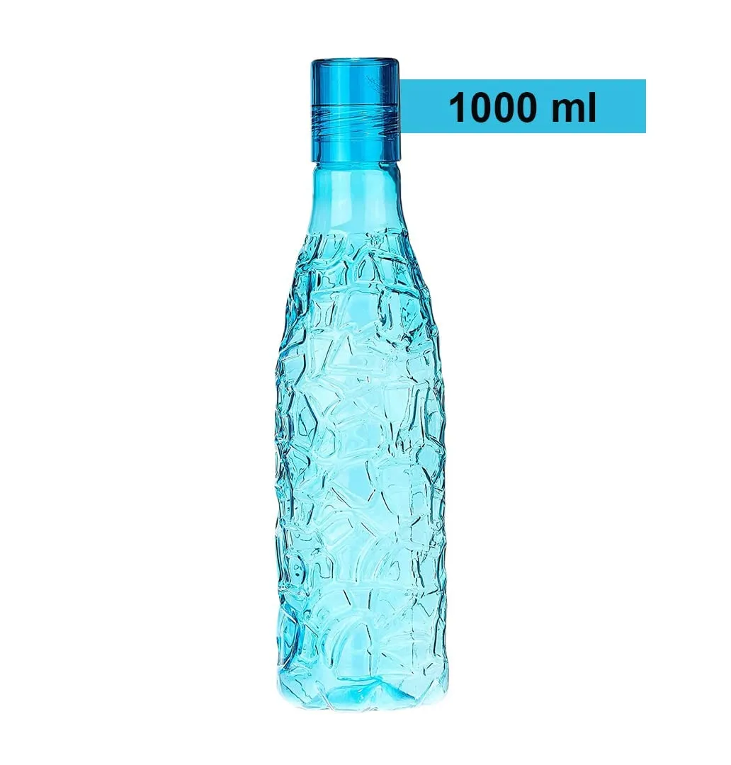 Kuber Industries Set of 4 Plastic Water Bottle | 1 Litre Round Plastic Water Bottle | Refrigerator Safe and BPA free PET Water Bottle |Perfect For School College Work Gym | Pack of 6 | Blue