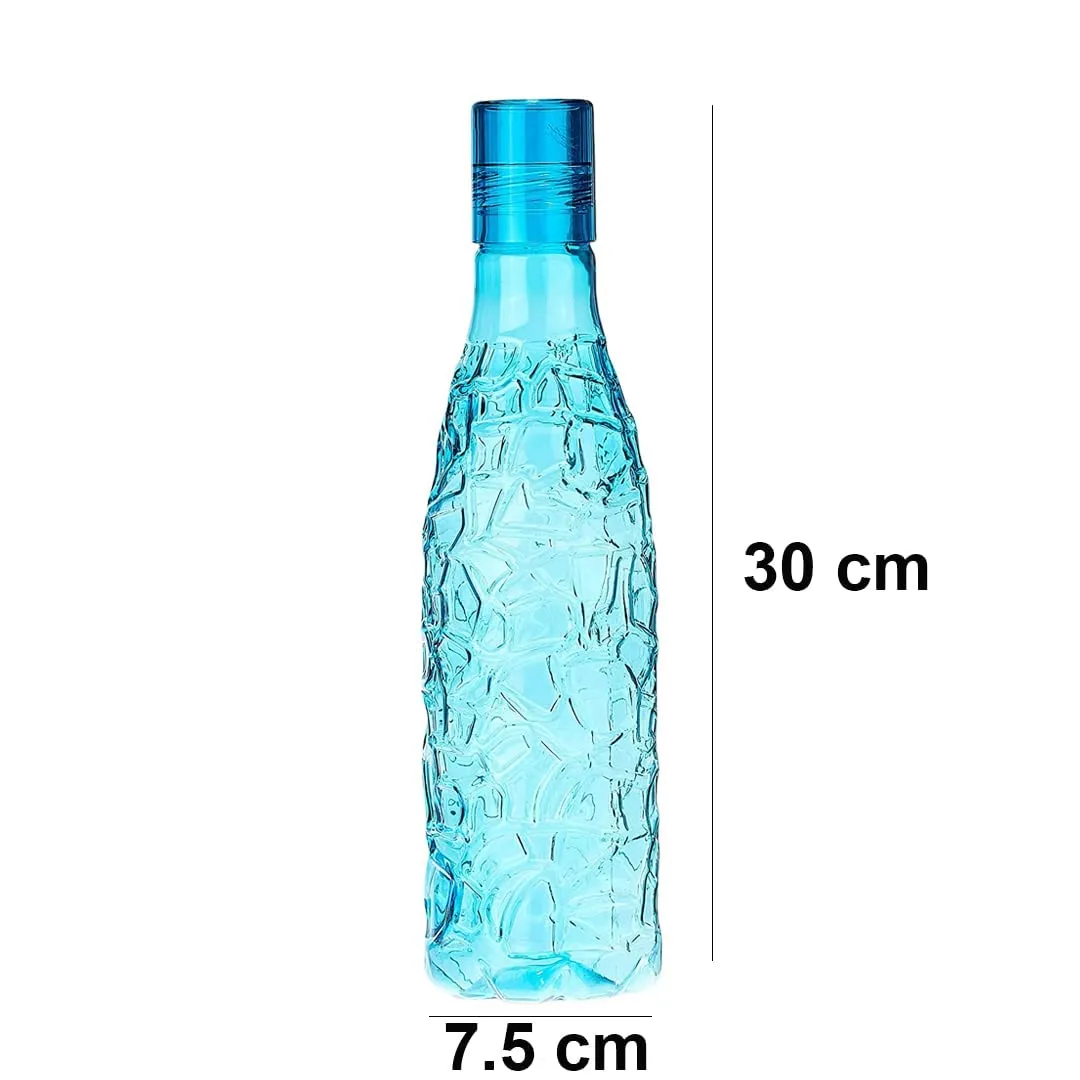 Kuber Industries Set of 4 Plastic Water Bottle | 1 Litre Round Plastic Water Bottle | Refrigerator Safe and BPA free PET Water Bottle |Perfect For School College Work Gym | Pack of 6 | Blue