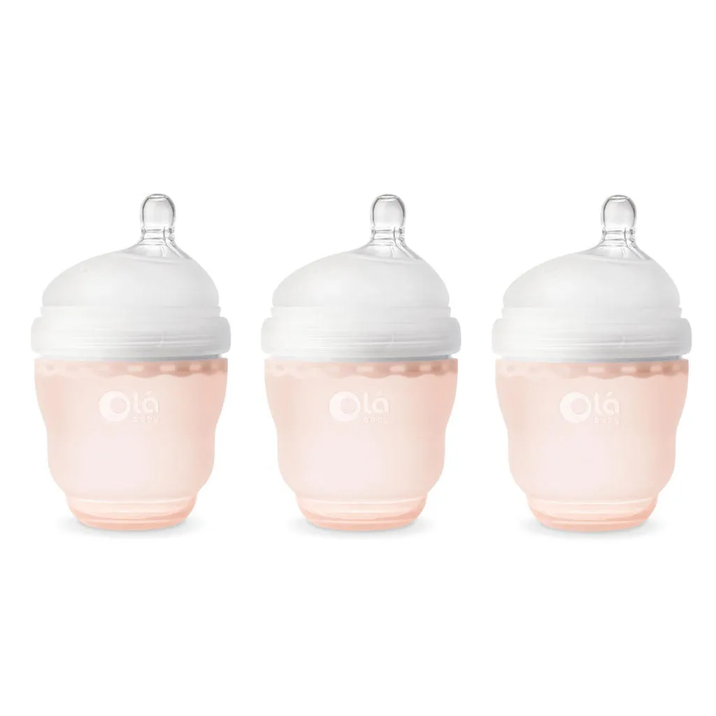OlaBaby Silicone Gentle Bottle 120ml 3pk Coral