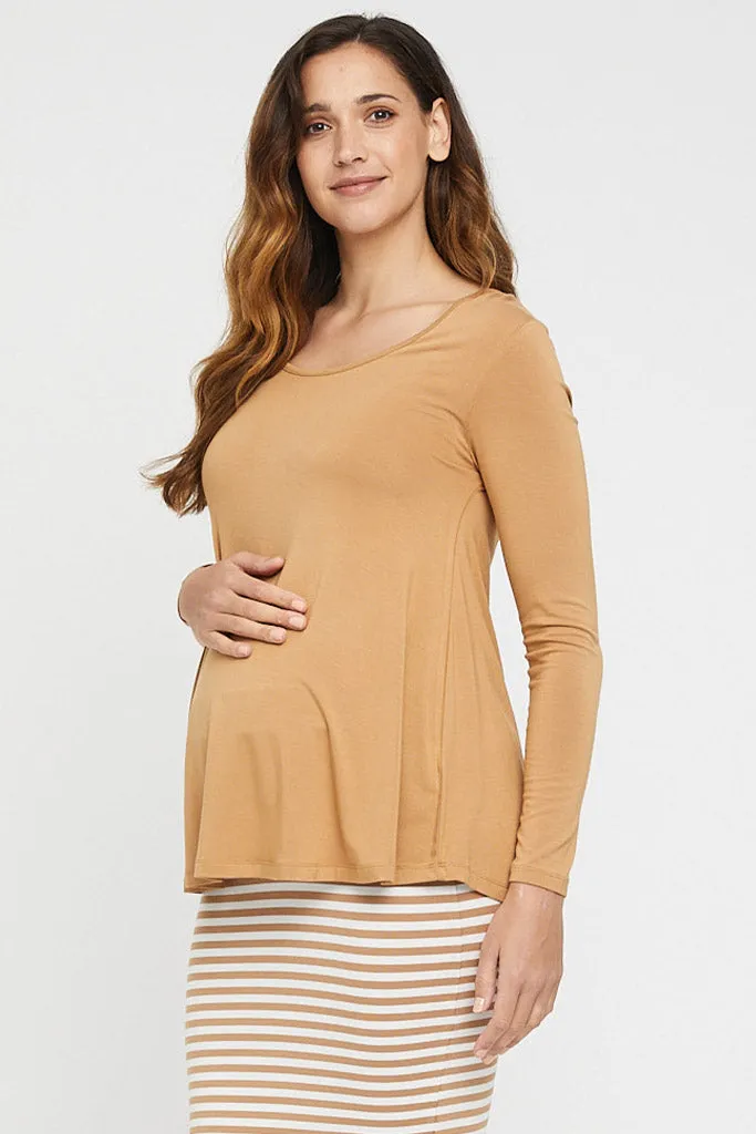Paige Maternity Top - Biscuit