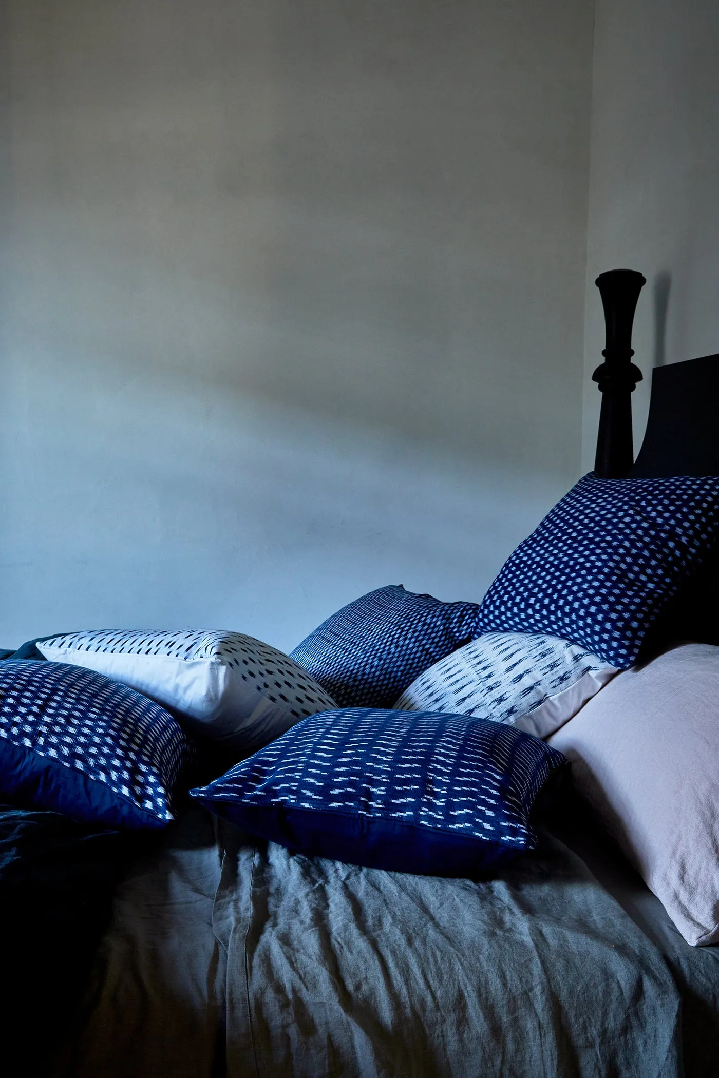 Peruvian Ikat Lumbar Pillow Blue