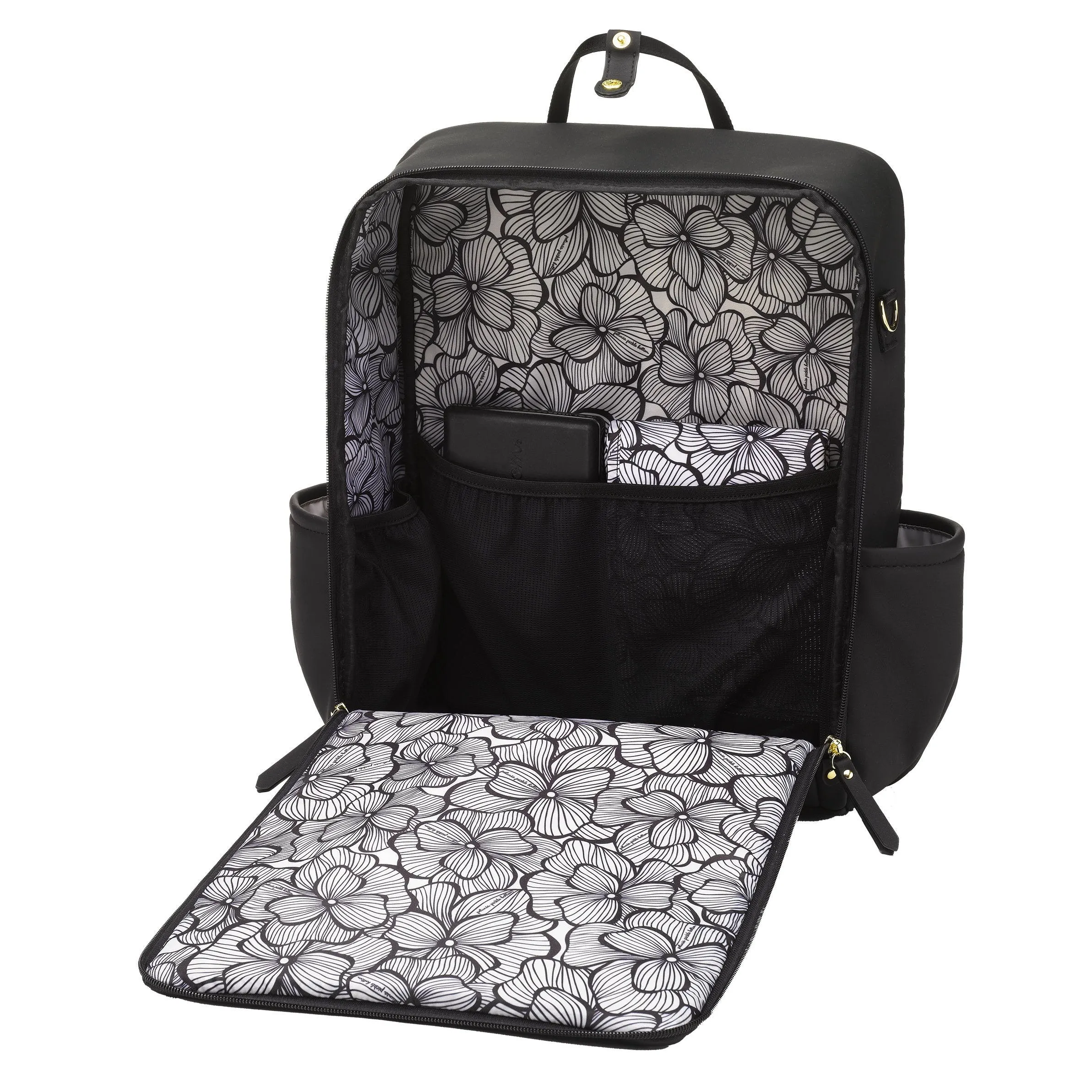 Petunia Pickle Bottom Balance Backpack: Black Leatherette