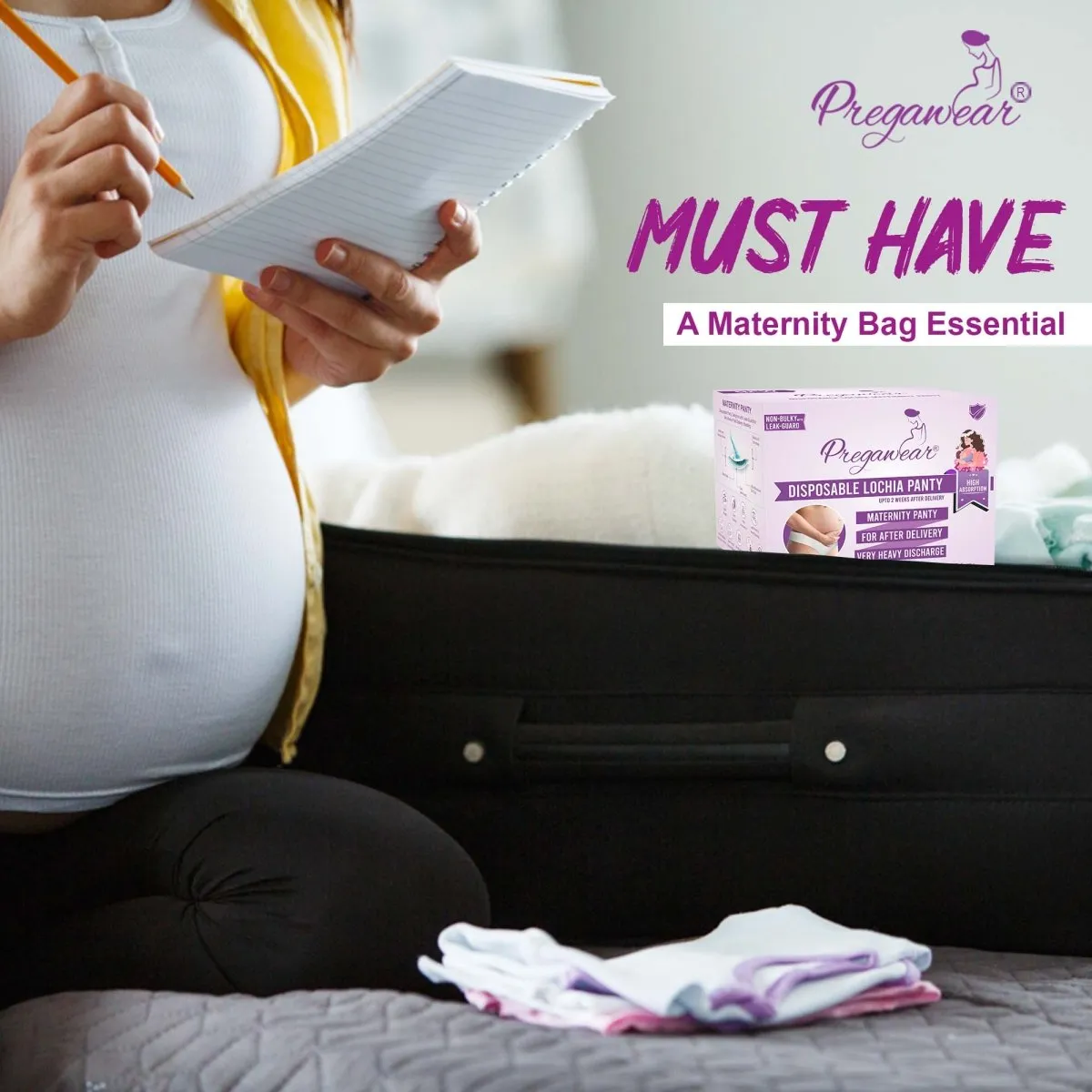 Pregawear Disposable Maternity Panty-High Absorbance Pad & Leak Guards(5 Pieces)