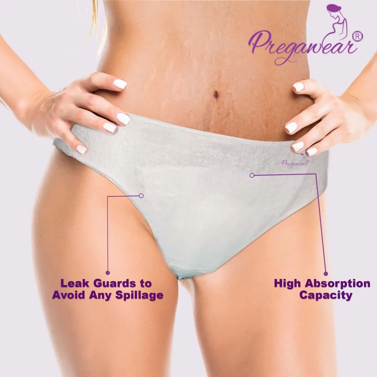 Pregawear Disposable Maternity Panty-High Absorbance Pad & Leak Guards(5 Pieces)