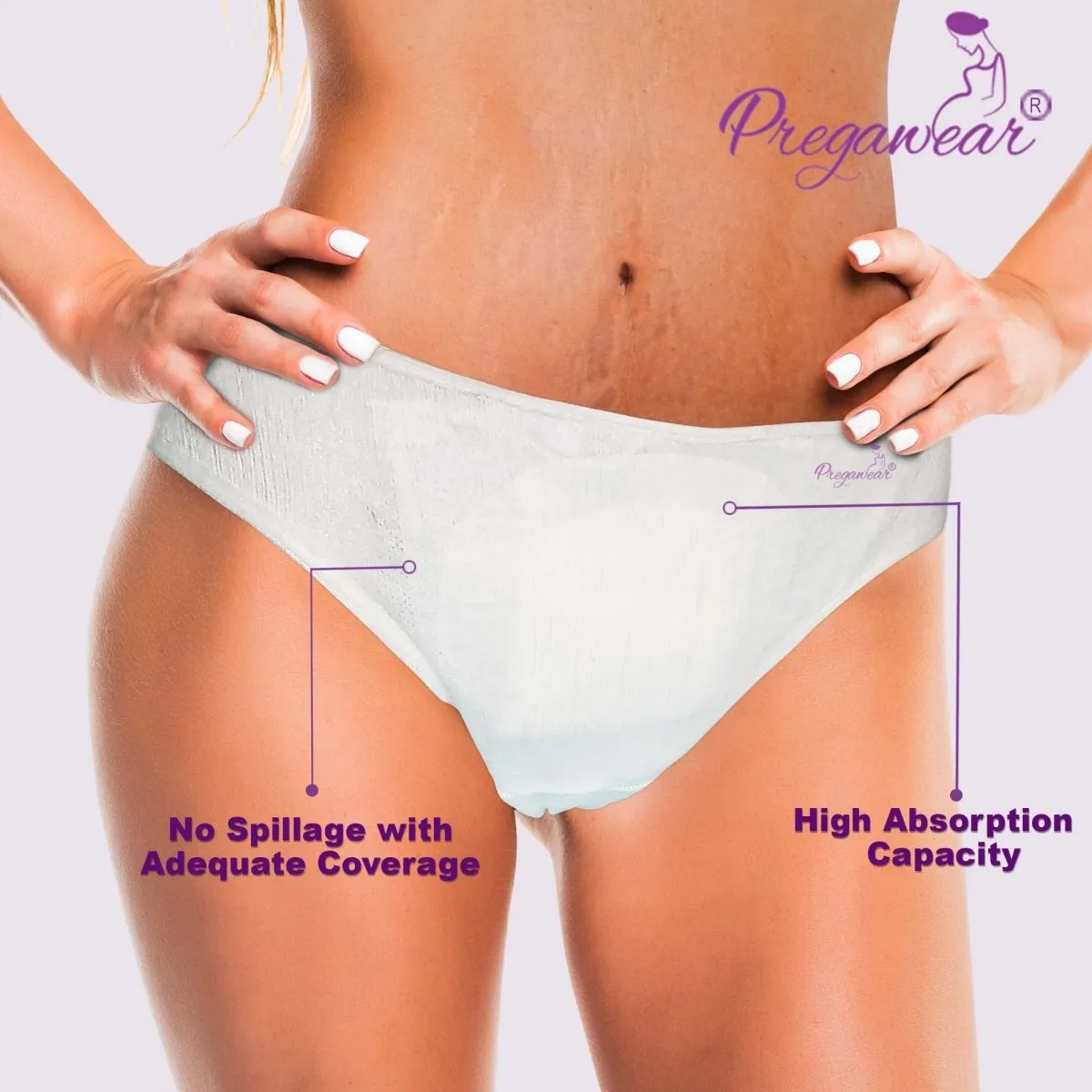Pregawear Disposable Postpartum Pregnancy Panty for Medium-Heavy Flow(Pack of 5)
