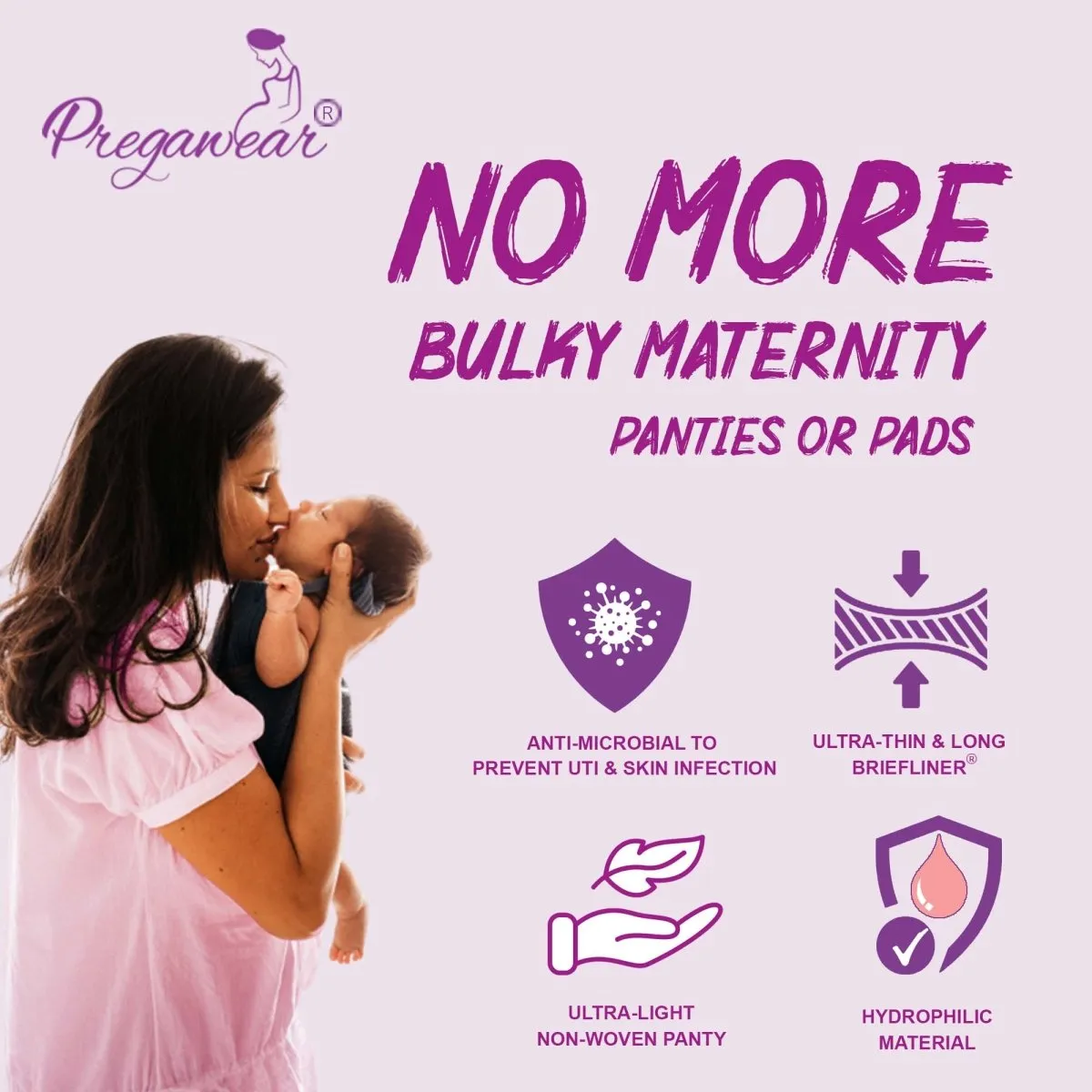 Pregawear Disposable Postpartum Pregnancy Panty for Medium-Heavy Flow(Pack of 5)
