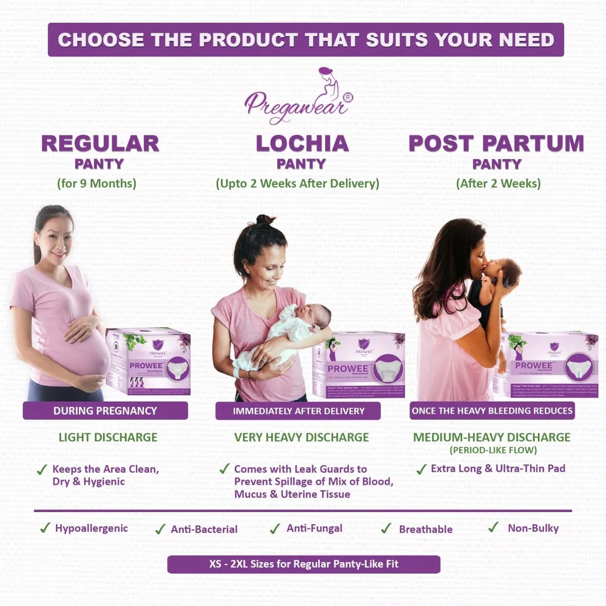 Pregawear Disposable Postpartum Pregnancy Panty for Medium-Heavy Flow(Pack of 5)