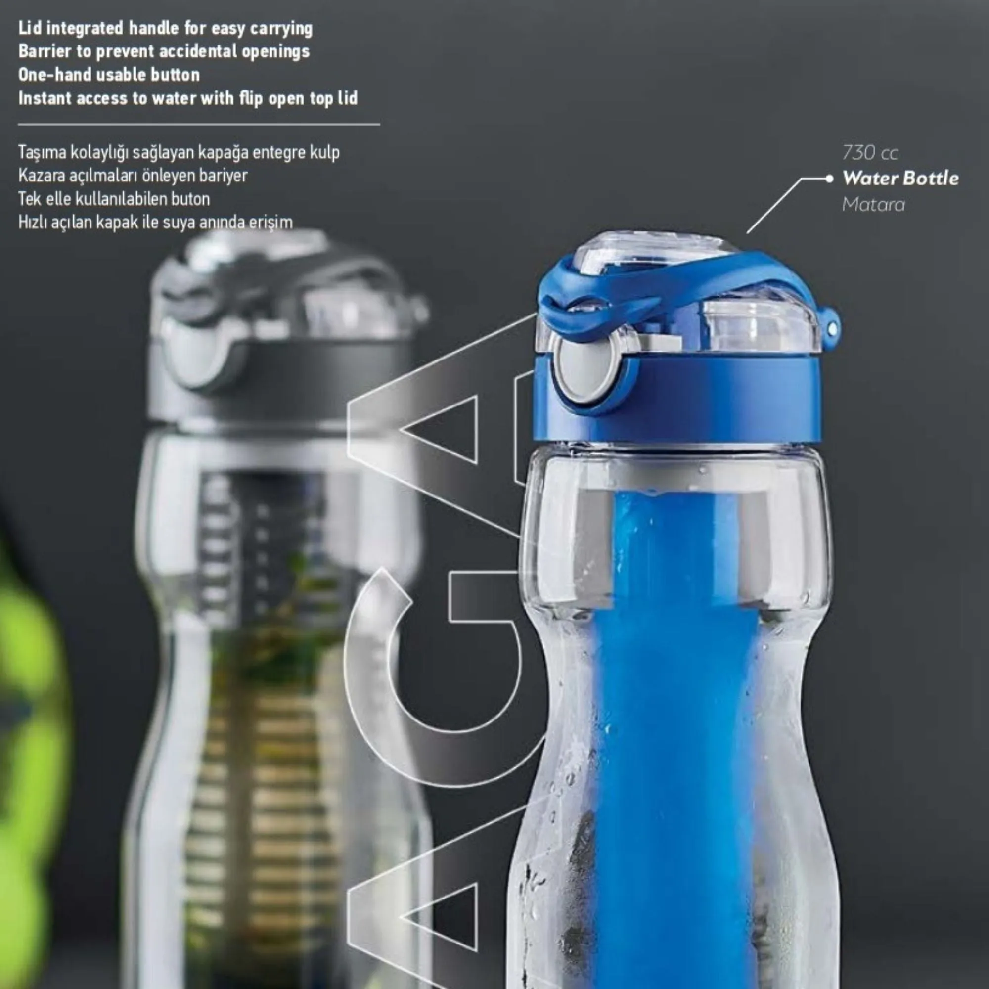 Renga Saga Tritan Water Bottle with Protective Silicone Sleeve - 730ML - Available in 3 Stylish Variants
