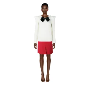SAINT LAURENT Embellished Cream Bow Sweater | Size S