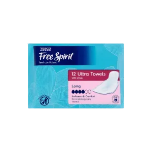 TESCO FREE SPIRIT ULTRA TOWELS LONG 12PCS