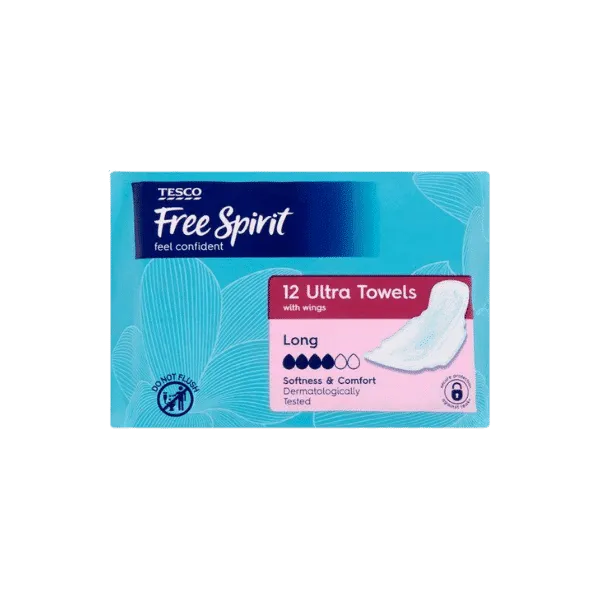 TESCO FREE SPIRIT ULTRA TOWELS LONG 12PCS